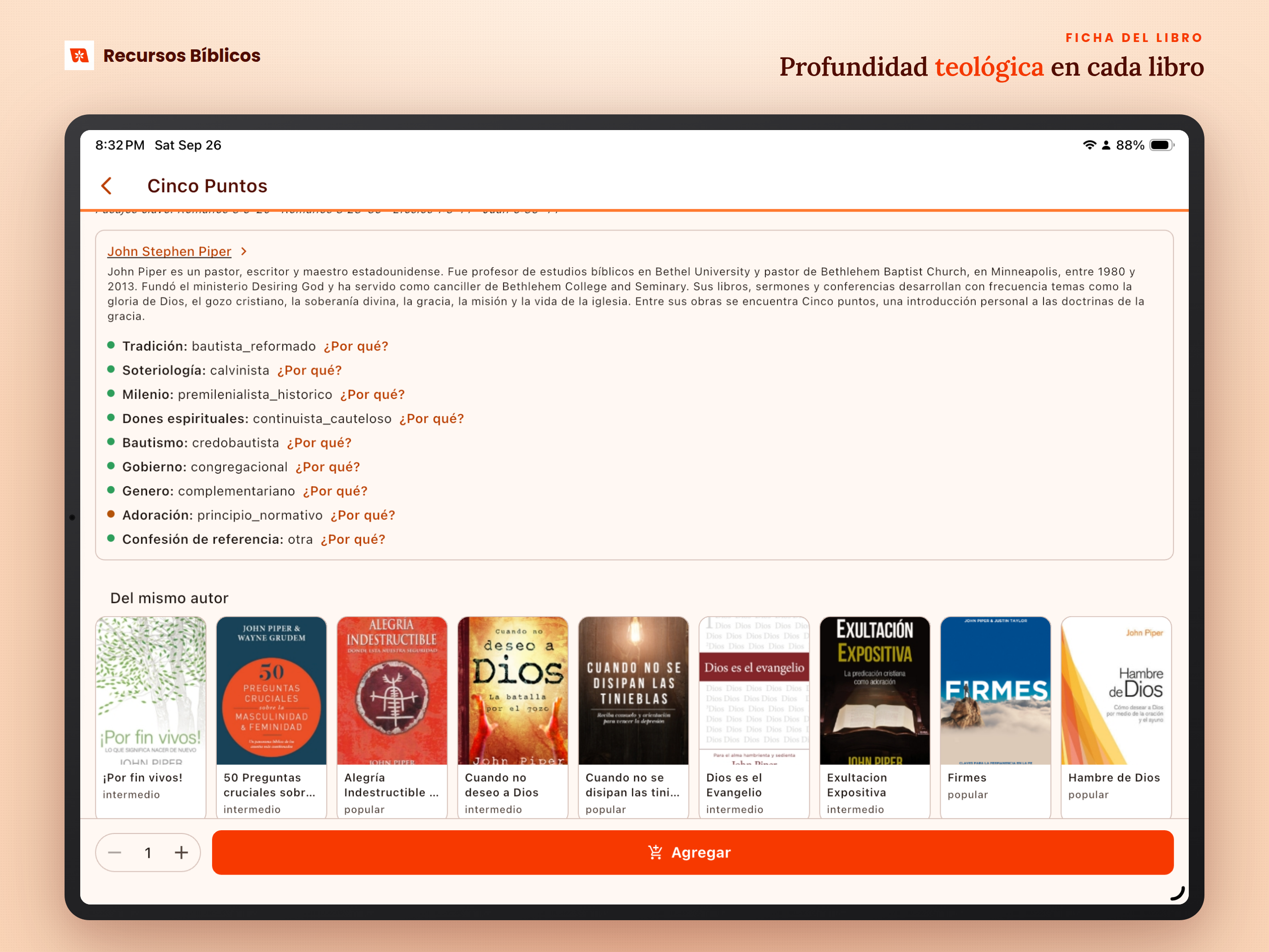 Ficha del libro en tablet